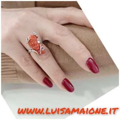 Anello in Argento 925 con Testina in Corallo - immagine 4