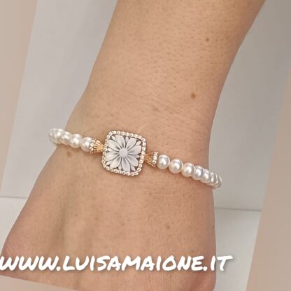 Bracciale Perle Coltivate Cammeo Fiore - immagine 3