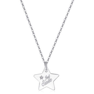 collana acciaio stella incisione just smile