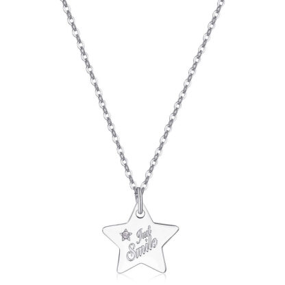 collana acciaio stella incisione just smile