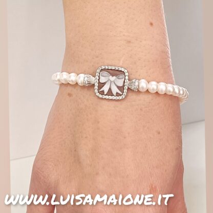 Bracciale Perle con Cammeo Fiocco - immagine 2