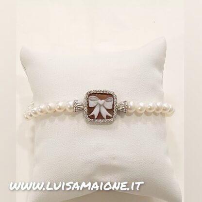 Bracciale Perle con Cammeo Fiocco