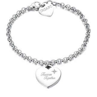 bracciale cuore cristalli incisione