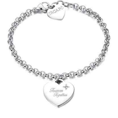 bracciale cuore cristalli incisione