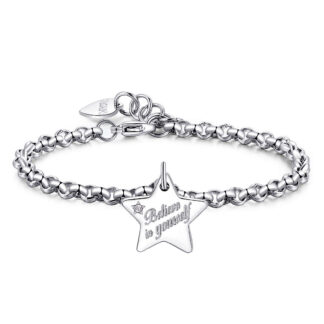 bracciale acciaio ciondolo stella incisione