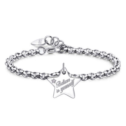 bracciale acciaio ciondolo stella incisione