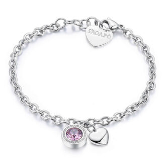 bracciale acciaio light rose e pendente cuore