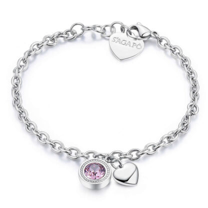 bracciale acciaio light rose e pendente cuore