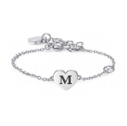 bracciale pendente cuore lettera M