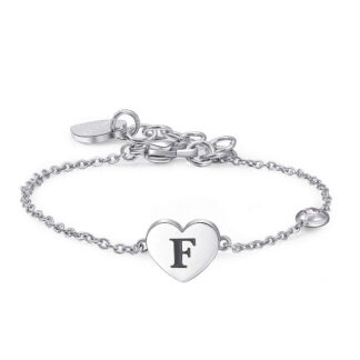 bracciale con cuore lettera F