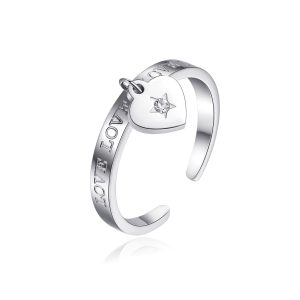 anello regolabile scritta love con cuore