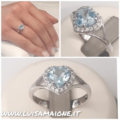 Anello con topazio azzurro e zirconi