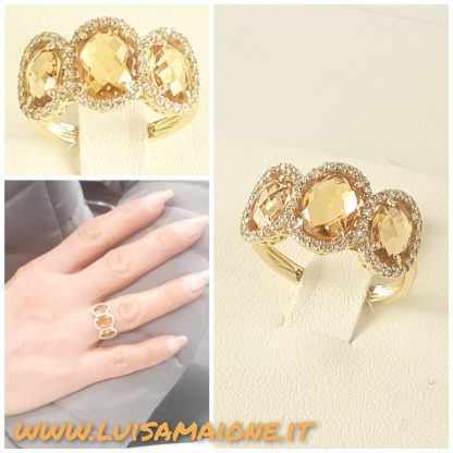 Anello trilogy topazi citrini e zirconi
