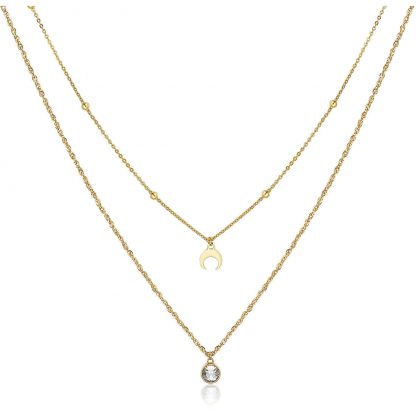 Collana con pendente a forma di luna e cristallo