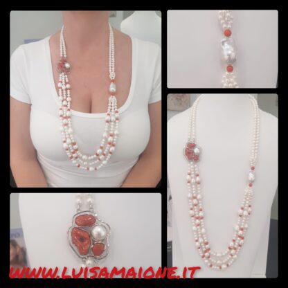 collana perle e corallo naturale