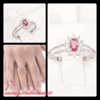 Anello argento pietra rossa ovale