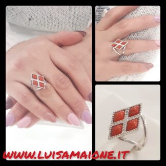 Fascia Argento rodiato con Corallo