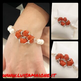 Bracciale perle con Corallo