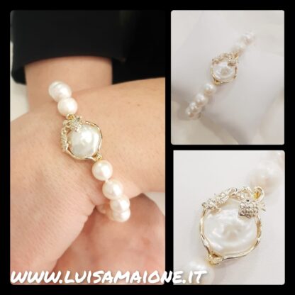 Bracciale perle con centrale lavorato