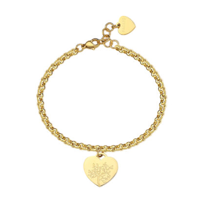 Bracciale acciaio dorato pendente cuore