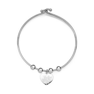 bracciale rigido sfere e pendente cuore