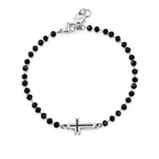Bracciale con pietre nere e croce