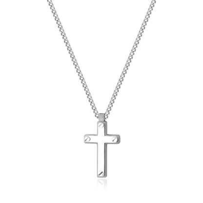 collana acciaio croce lucida satinata
