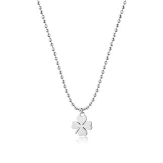 collana smile acciaio con quadrifoglio