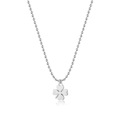 collana smile acciaio con quadrifoglio