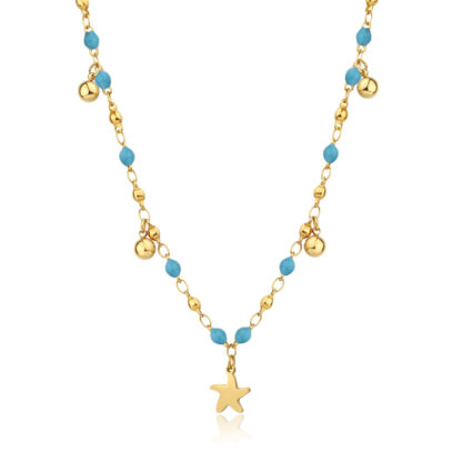 collana acciaio dorato sfera stella