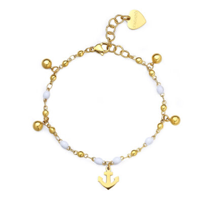 bracciale acciaio dorato sfera ancora