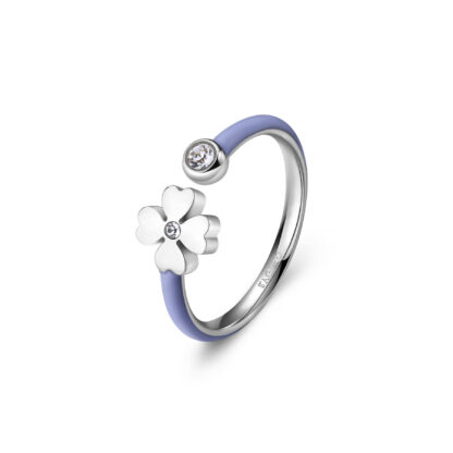 Anello sagapò smalto lilla quadrifoglio