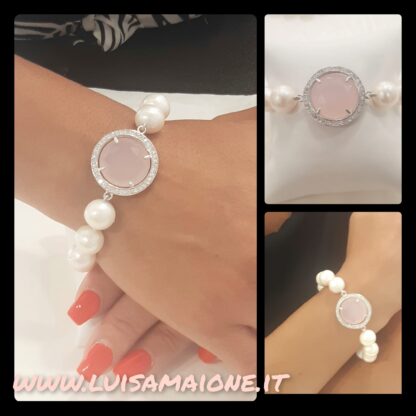 Bracciale perle quarzo rosa