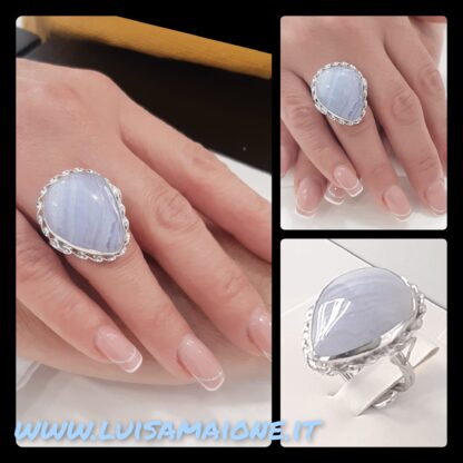 Anello argento con Calcedonio