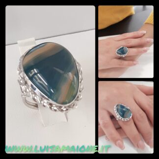 Anello Argento con Agata Verde