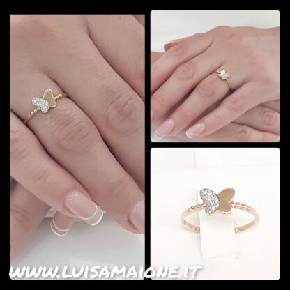 Anello oro con farfalla