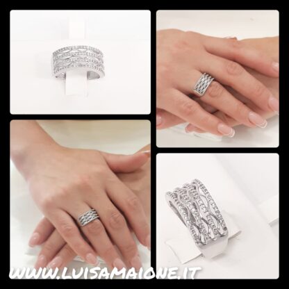 anello fascia oro elegante con zirconi