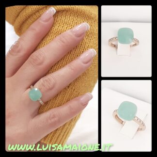 Anello argento nude Giada verde