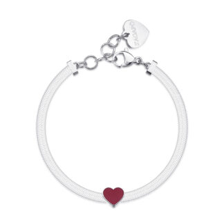 Bracciale S’Agapò in Acciaio con Cuore e Smalto Rosso