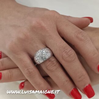Anello Fascia Bombata Oro Bianco 18 kt
