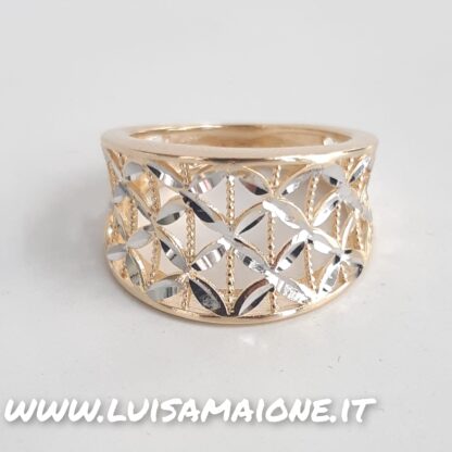 Anello Fascia Scintille Oro Giallo e Oro Bianco - immagine 3