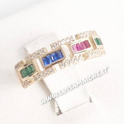 Anello Oro Giallo 18 kt con Zirconi Bianchi: Un Gioiello Colorato e Divertente - immagine 2