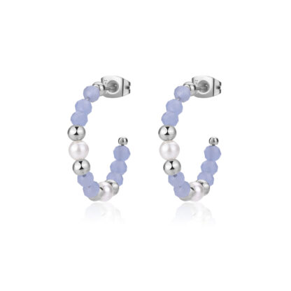 Orecchini GLINT con Sfere in Vetro Blu e Perle
