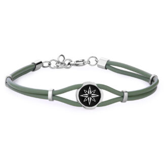 Bracciale Panama in Gomma Verde con Rosa dei Venti