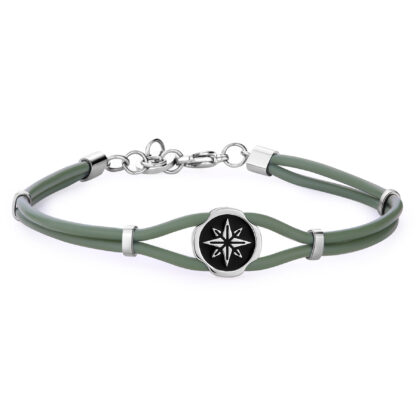 Bracciale Panama in Gomma Verde con Rosa dei Venti