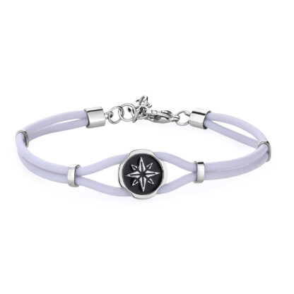 Bracciale Panama in Gomma Grigia con Rosa dei Venti