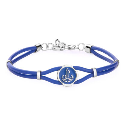 Bracciale Panama in Gomma Blu con Ancora