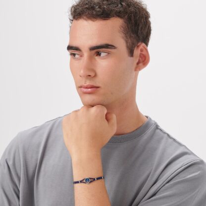 Bracciale Panama in Gomma Blu con Ancora - immagine 3