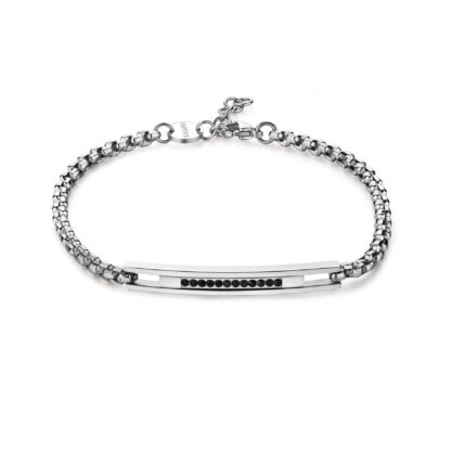 Bracciale Proud in Acciaio con Cristalli Neri