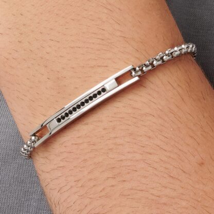 Bracciale Proud in Acciaio con Cristalli Neri - immagine 2